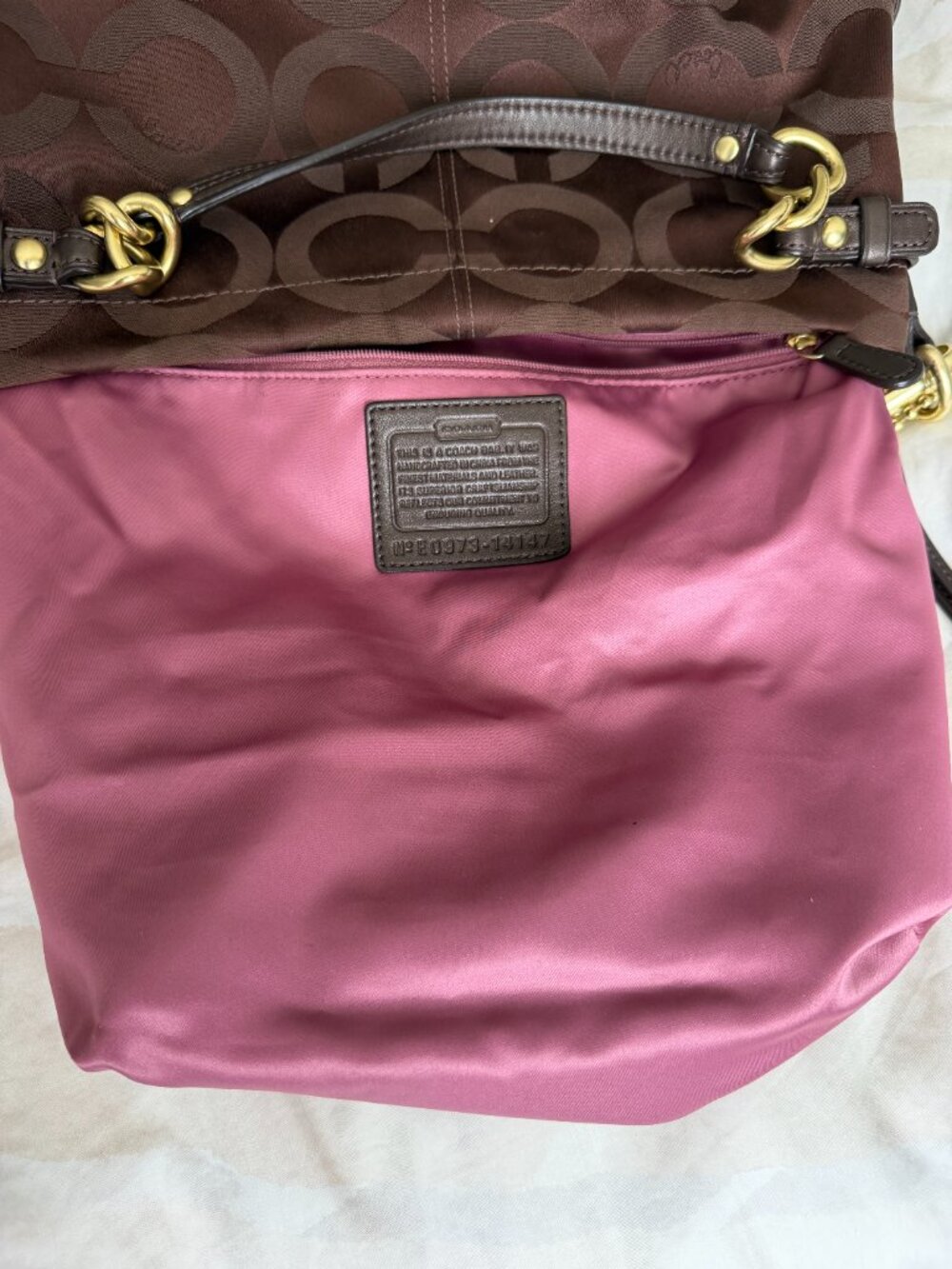 Coach Vintage Op Art Brooke Brown Canvas Bag - Picture 7 of 12